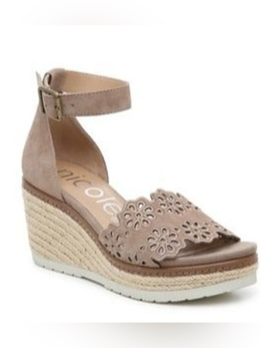 Nicole Nice Espadrille Wedge Sandal Nude size 8.5 - Picture 2 of 9